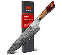 SHAN ZU Couteau de Chef Damas, Couteau de Cuisine Japonais en Acier en Poudre SG2, 20cm Couteau Japonais Forgé à la Main en 91 Couches d'acier Damas, Manche en Érable- WHITE TIGER Series