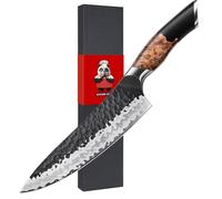 SHAN ZU Couteau Japonais Forgé à la Main, Couteau de Cuisine 20 cm, 7 Couches Couteau de Chef Tranchant en Acier au Carbone de Haute Qualité, Couteau Professionnel Gyuto avec Manche en Nois d'érable