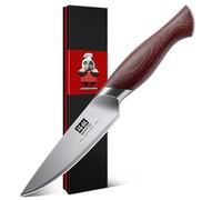 SHAN ZU Couteau d'office 10cm, Japonais Couteau pour Légumes & Fruits, Petit Couteau Cuisine Avec Lame Acier Inoxydable à Haute Teneur en Carbone 10Cr15Mov et Manche Ergonomique en Bois de Pakka