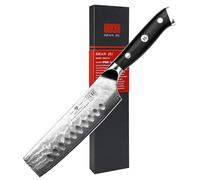 SHAN ZU Couteau Nakiri Damas 16,5cm - Couteau de Cuisine à Légumes Professionnel en Acier Japonais 67 Couches, Poignée G10 - PRO Series