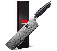 SHAN ZU Couteau Nakiri Japonais en Acier Poudré, 18 cm Couteaux de Cuisine Professionnel à Haute Teneur en Carbone (63 HRC) Lame Tranchante à 12° Manche Ergonomique en Bois de Pakka