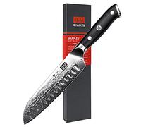 SHAN ZU Couteau Santoku Japonais 18cm, Couteau Damas Couteau de Cuisine en Acier Japonais 67 Couches, Couteau Professionnel, Poignée G10 - PRO Series