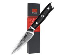 SHAN ZU Couteaux à fruits et à légumes Couteaux à éplucher Couteau de Damas Japonais 67 Couche Acier,Couteau Office en Acier 67 Couches, Poignée G10 - PRO Series