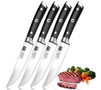 SHAN ZU Couteaux à Steak, Couteaux de Table 4 Pièces, Set Couteaux a Steack Acier Inoxydable Allemand, Coffret Couverts de Table, Manche Bois Ergonomique