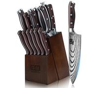 SHAN ZU Ensemble de Couteaux, 16 PCS Ensemble de Couteaux de Cuisine en Acier Inoxydable Allemand pour la Cuisine avec Bloc, Set de Couteaux de Chef Professionnel Ultra-tranchant avec Aiguiseur