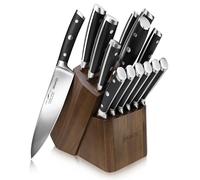 SHAN ZU Ensemble de Couteaux de Cuisine avec Bloc, Set de 14 Couteaux de Chef Allemands Professionnels avec Affûteur Fusil à Aiguiser