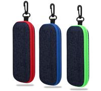 ShanBye Étuis à Lunettes,3 PCS Étuis à Lunettes Rigides en EVA Portable avec Fermeture Éclair et Mousqueton Étui de Voyage Universel pour Lunettes Soleil et Myopie Homme Femme