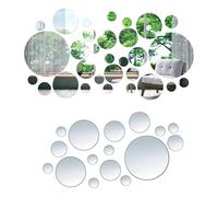 ShanBye Miroir Mural,32 PCS Autocollant Miroir Stickers Petit Miroirs Muraux Autocollants Ronds en Acrylique 3D Miroirs Décoratif Amovible pour Salon Chambre Bureau