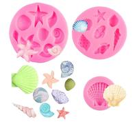 ShanBye Moules En Silicone Thème Marin,3 PCS Moules en Silicone Thème Marin Coquillage et Étoile de Mer Parfait pour Chocolat Gâteaux Fondants Gelée Biscuits Décorations Savon et Pâte Fimo
