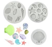 ShanBye Moules En Silicone Thème Marin,3 PCS Moules en Silicone Thème Marin Coquillage et Étoile de Mer Parfait pour Chocolat Gâteaux Fondants Gelée Biscuits Décorations Savon et Pâte Fimo
