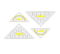 ShanBye Triangles Géométriques,4 PCS Règle Triangulaire avec Poignée Antidérapante Rapporteur Petites Équerre Multifonctionnel Triangle Plastique pour Bureau Mathématiques École Papeterie