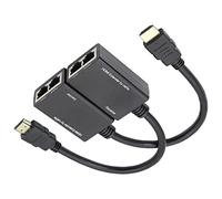 SHANFEILU Câble d'extension HDMI vers RJ45 sur réseau LAN Ethernet Cat 5e/6 29,9 m 1080p HDMI mâle vers RJ45 Adaptateur émetteur + récepteur 30 m 2 Ports