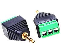 SHANFEILU Lot de 2 adaptateurs audio stéréo 3 pôles mâle vers 3 bornes femelles 3,5 mm TRS stéréo vers 3 pôles sans soudure à vis double piste