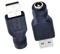 SHANFEILU Lot de 2 adaptateurs d'alimentation USB vers CC USB 2.0 A mâle vers DC 5,5 x 2,1 mm femelle DC5521 vers type A mâle pour ordinateur portable, PC, smartphone