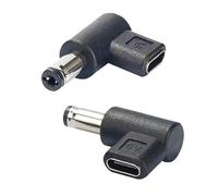 SHANFEILU Lot de 2 adaptateurs DC5521 vers Type-C à 90 degrés, prise mâle CC 5,5 mm x 2,1 mm, convertisseur USB C femelle 5 V, adaptateur de charge pour lampe LED, projecteur, appareil photo, routeur