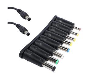 SHANFEILU Ordinateur portable Adaptateur d'alimentation DC 8 en 1 Connecteur DC universel 5,5 mm x 2,1 mm Adaptateur de bus avec 5,5 x 2,1 mm Noir diaphragme 22 cm/8,67 pouces