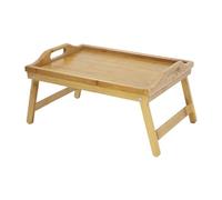 SHANGAN 【Table à Plateau Pliable en Bambou Naturel avec poignée Table/Bureau de Petit-déjeuner Portable multifonctionnelle 50x30x24cm