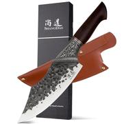 SHANGDAO 18 cm Couteau de chef, Couteau de boucherie pour viande, couteau de couperet à viande haute carbone japonais, couteau de coupe à viande forgée à la main, couteau de cuisine ultra pointu