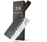 SHANGDAO Couteau à couperet de viande de viande 19 cm, Heavy Duty Razor Sharp Butcher Cleaver Kitchen Knife, High-carbon steel Chopper Knife, Forged Blade & Wood Handle