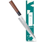 SHANGDAO Couteau à sushi Sashimi 10 pouces, couteau japonais Yanagiba pour couper les filets et trancher le poisson, acier inoxydable allemand de qualité supérieure et manche en bois traditionnel