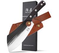 SHANGDAO Couteau de chef 19 cm - couteau de chef serbe amélioré, couteau à viande pour couper la viande, couteau de boucher forgé avec fourreau, couteau de cuisine pleine, Camping BBQ Cooking Knife