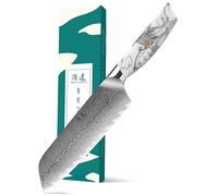 SHANGDAO Couteau Santoku, 18 cm Knife de cuisine forgée damas japonaise, couteau à hachage professionnel, rasoir Sharp & Ergonomic Handle Design-Come dans une boîte cadeau