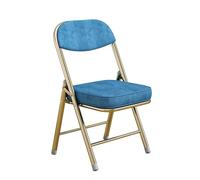 SHANGDAOYU Chaises Pliantes avec sièges rembourrés, Structure plaquée Or et Tissu en Velours côtelé, capacité de 300 kg, Convient aux Chambres à Coucher, salles de réunion, Jardins, fêtes, etc.(Blue)