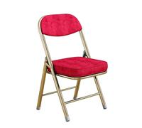 SHANGDAOYU Chaises Pliantes avec sièges rembourrés, Structure plaquée Or et Tissu en Velours côtelé, capacité de 300 kg, Convient aux Chambres à Coucher, salles de réunion, Jardins, fêtes, etc.(Red)