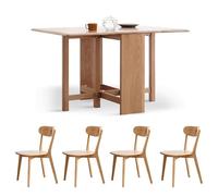 SHANGDAOYU Ensemble de Table à Manger for 4, chêne, avec 4 chaises, Ensemble de Salle à Manger Pliable et Peu encombrant, adapté aux salles de Petit-déjeuner et aux Petits espaces