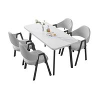 SHANGDAOYU Table de Salle à Manger for 4, Table et chaises de Cuisine en Faux marbre for 4 avec chaises rembourrées en Cuir PU, for Petit Espace, Appartement, Cuisine, Salle à Manger, Gain de Place
