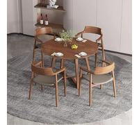 SHANGDAOYU Table de Salle à Manger for Petit Espace,Table de Salle à Manger Circulaire en Bois de 100 cm for 4 Personnes,chêne Naturel,avec 4 chaises,pour Salle à Manger,Appartement,Bistro,café