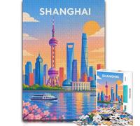 Shanghai Cityscape Geometric Art Puzzle À Motif 1000pcs (70x50cm) Défi | Comme idée cadeau de Noël : Puzzle adulte 1000 pièces ; pour profiter de l'hiver à la maison avec l'ensemble du défi.