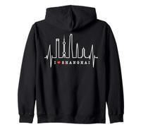Shanghai Skyline Battement de Cœur Chine J'aime Shanghai Sweat à Capuche