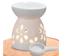 shangjia Bougie Brûleur, Brûleur à Huile Essentielle évidé en céramique pour Huile parfumée, Lampe d'aromathérapie en céramique pour Salon Balcon Patio Porche Jardin