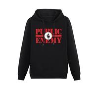 SHANGKEAI Group Public Enemy Hip Hop Printing Graphic Mens Sweatshirts Unisex Black Hooded XXL