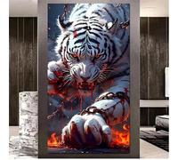 ShangShengzi Diamond Painting Adulte XXL Tigres Animaux, DIY Peinture Diamant Adulte Grand Format, 5D Broderie Diamant Painting Kit pour Enfant et Debutant, Round Drill 70x140 cm