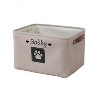 Shangyue Boîte de rangement personnalisée avec nom d'animal de compagnie, panier de rangement personnalisé pour jouets pour animaux de compagnie, organisateur de jouets pour chien personnalisé (beige