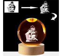 Shangyue Boule de cristal 2D personnalisée - Gravure laser - Image de famille - Motif animaux de compagnie - Souvenir - Boule de cristal gravée au laser - 7 couleurs, 8 cm