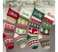 Shangyue Chaussette de Noël brodée personnalisée pour Noël, décoration de Noël, souvenir de vacances (cerf de Noël)