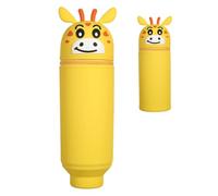 SHANHUHAI Legami trousse trousse crayon Kawaii Étui École 2 en 1 en Silicone Souple, Porte-stylos de Table, Fermeture à Glissière, Crayons Crayons Stylos,Girafe