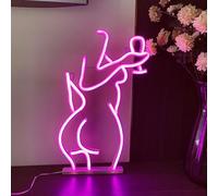 SHANJIA Beauté nue néon logo, femme nue néon LED sexy dos néon art déco wall light femme dos cul néon décoration BAR CLUB PARTY FESTIVAL (Couleur rose)