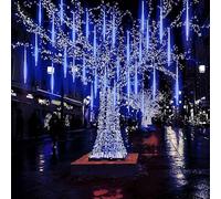 SHANJIA Chaîne extérieure de LED, Lumière de Pluie,Lumière de Météore, Lumière de Pluie de Météore 30cm10 Tubes Lumière Solaire de Pluie Pour l'arbre de Noël de Mariage de Fête de Noël (Bleu, 50CM)