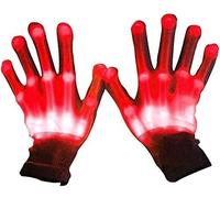SHANJIA Gants LED, Gants d'Halloween Gants lumineux Gants Squelettes LED Gants lumineux à main Gants LDE clignotants multicolores Finger Lights Finger Lights for Party (Rouge, 21cm)