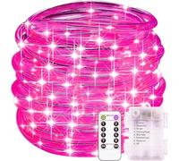 SHANJIA Guirlande Tube Lumineuse LED, 22m/72ft 200LED imperméable à l'eau 8 modes batterie lumière de Noël, lumière de corde pour la décoration de Noël intérieure extérieure (Couleur rose)