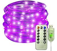 SHANJIA Guirlande Tube Lumineuse LED, imperméable à l'eau 8 modes USB tube Light Christmas Light, lumière de corde décoration de Noël intérieure extérieure (violette, 12m/39ft 100LED)