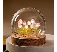 SHANJIA LED tulipe Night Light, 10 fleurs DIY tulipe Night Light, Tulipe petite lampe de table décoration, couple cadeau émulation lampe à fleurs (violette, Tulipes finies)