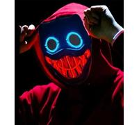 SHANJIA Masque d'Halloween, illuminer le masque,3 modes d'éclairage hommes femmes,LED illuminer le masque Halloween Makeup ball Party horror Skull Mask (B - bleu - Rouge)