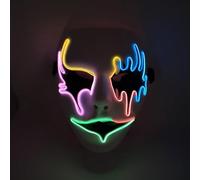 SHANJIA Masque d'Halloween, illuminer le masque,3 modes d'éclairage hommes femmes,LED illuminer le masque Halloween Makeup ball Party horror Skull Mask (B - multicolore)