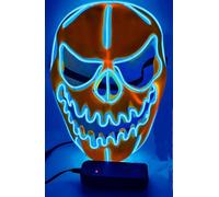 SHANJIA Masque d'Halloween, Masque d'éclairage, LED Light Up Scary Skull Mask pour Halloween Festival Cosplay Masquerade Carnival Party (Bleu glace)