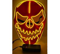 SHANJIA Masque d'Halloween, Masque d'éclairage, LED Light Up Scary Skull Mask pour Halloween Festival Cosplay Masquerade Carnival Party (Jaune)